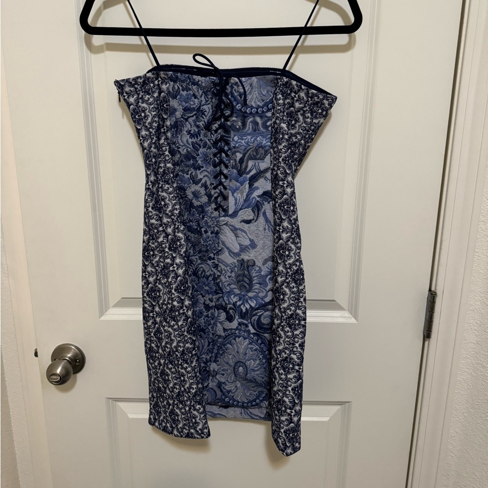 🩵New Alice + Olivia Violet Strapless A-Line Mini Dress - Picture 6 of 6